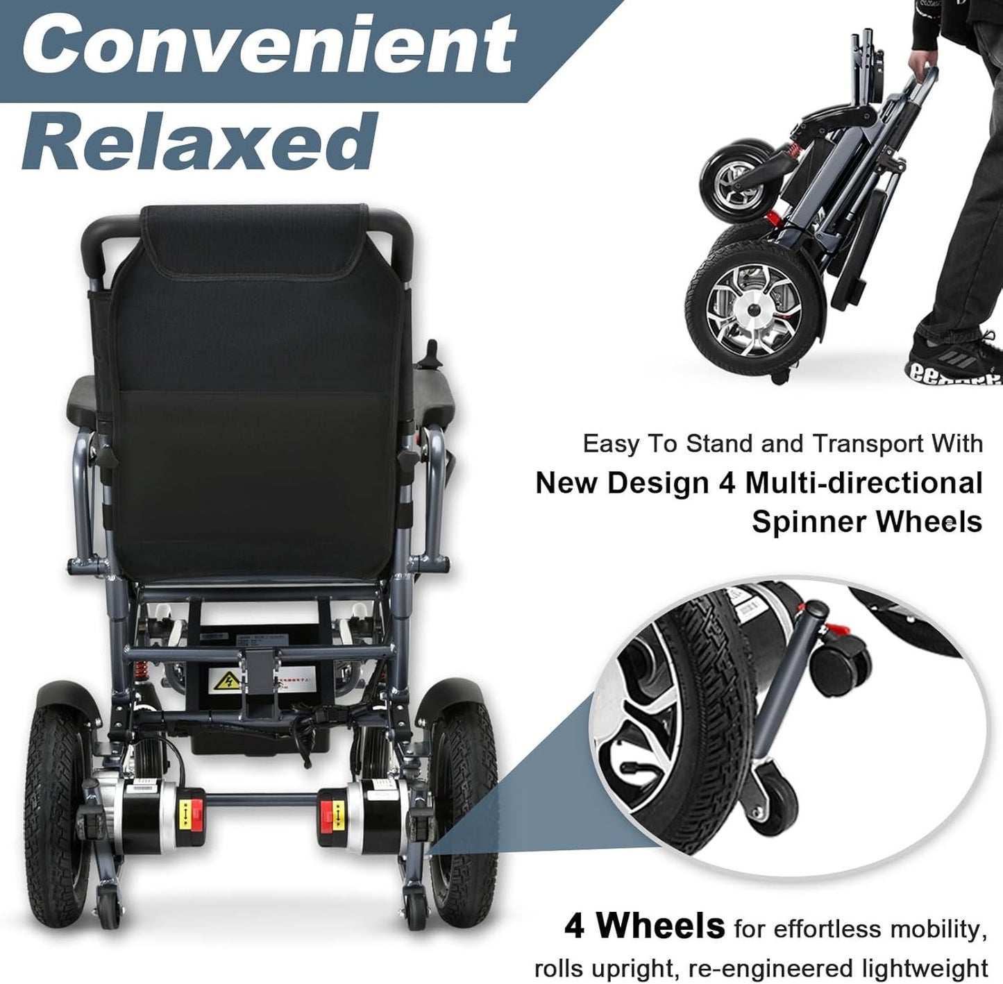 2025 Reclining Electric Wheelchair – 30+ Mile Range, Foldable All-Terrain Power Chair with Dual Batteries, Headrest &amp; Telescopic Handle