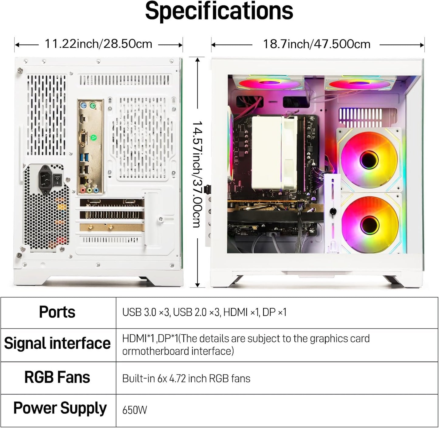 LXZ Gaming PC Desktop - Ryzen 5 5500 | GeForce RTX 3050 6GB | 16GB DDR4 | 512GB NVME SSD | DP/HDMI/DVI, Prebuilt Tower Computer for Gaming, Home and Office (White)