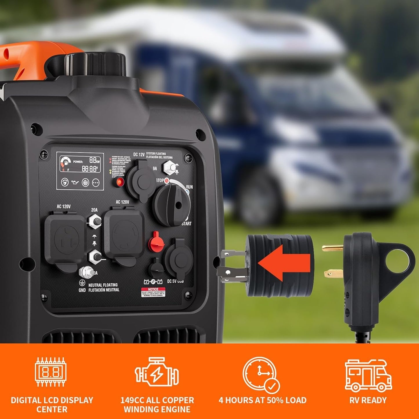 AIVOLT 8000W Dual Fuel Portable Inverter Generator Gas Propane Electric Start 50 State Approved