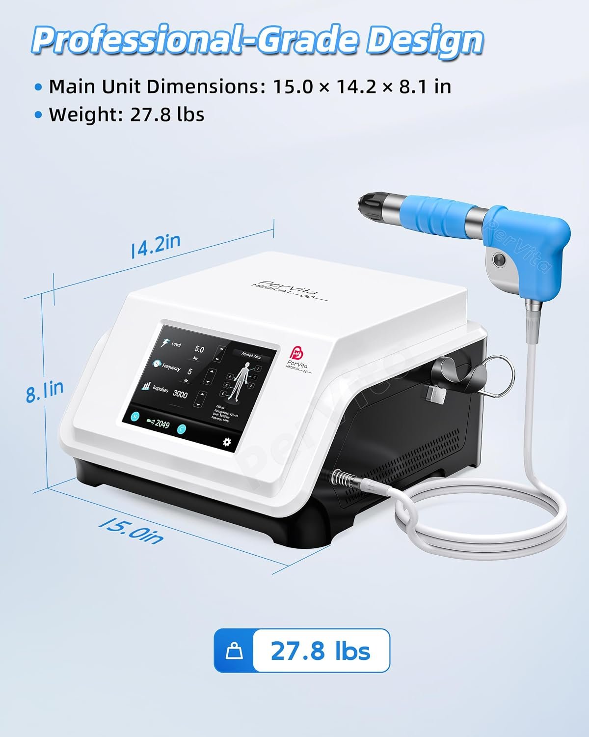 PerVita Medical Extracorporeal Shock Wave Therapy ESWT Machine for Joint and Muscle Pain Relief, Muscle and Bone Tissue Regeneration, Painless, Non-Invasive, No Side Effects, PSP20