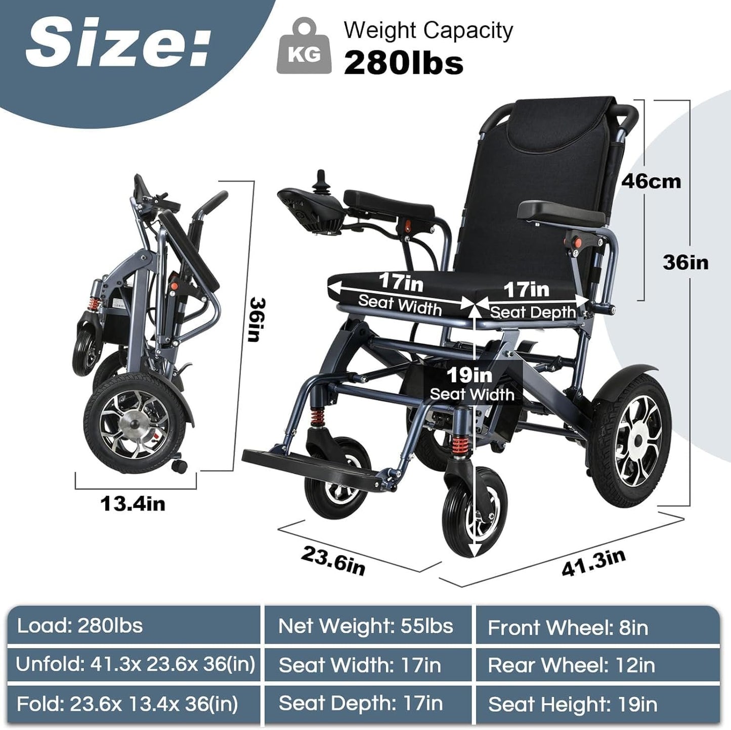 2025 Reclining Electric Wheelchair – 30+ Mile Range, Foldable All-Terrain Power Chair with Dual Batteries, Headrest &amp; Telescopic Handle