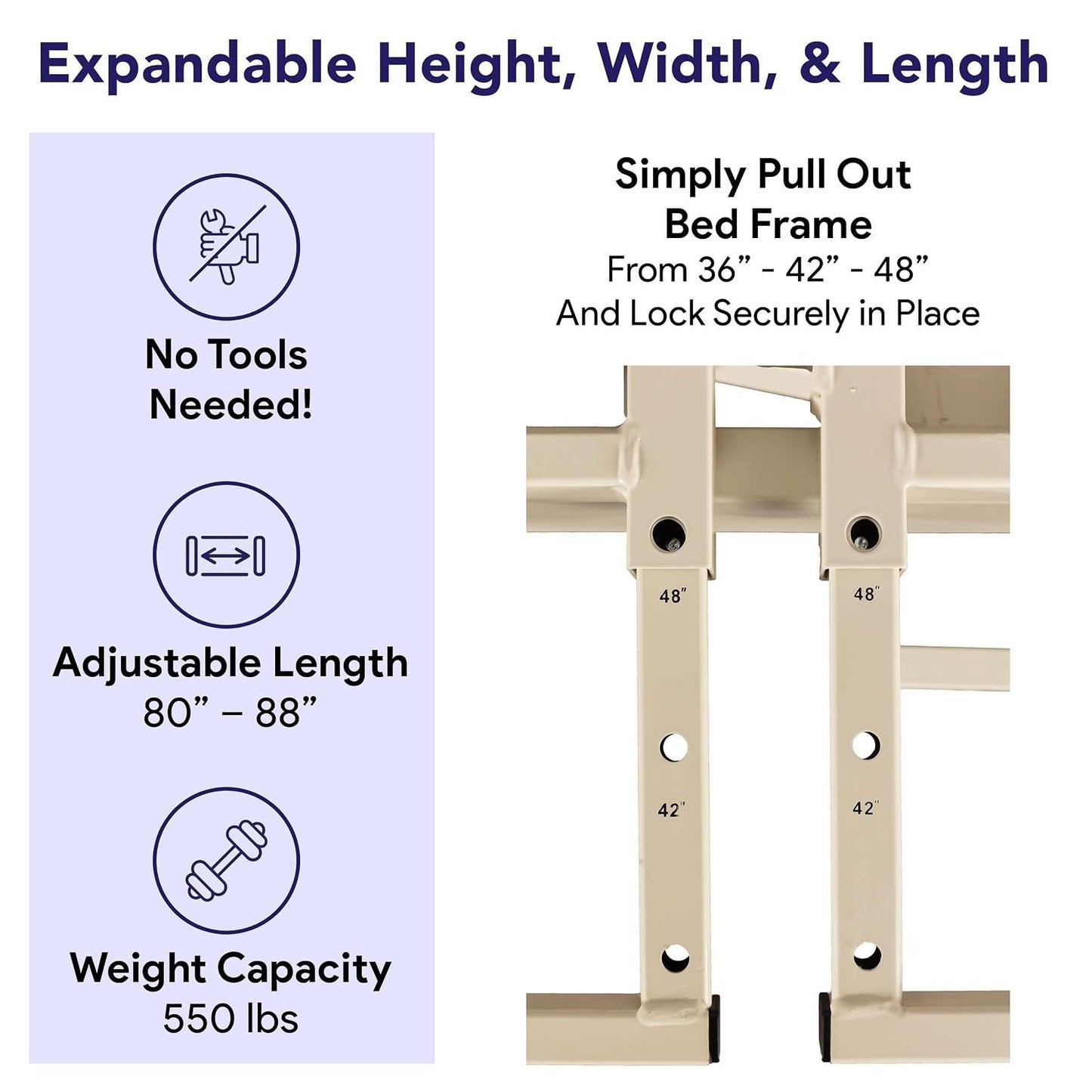 Ultra Wide Adjustable Hospital Bed With 48" Foam Mattress - 14"-30" Height Range, 36”-42”-48” Width Range, 80”-88” Length Range - Full Electric Bariatric Medical Bed, 8 Function Hand Pendant -Mahogany