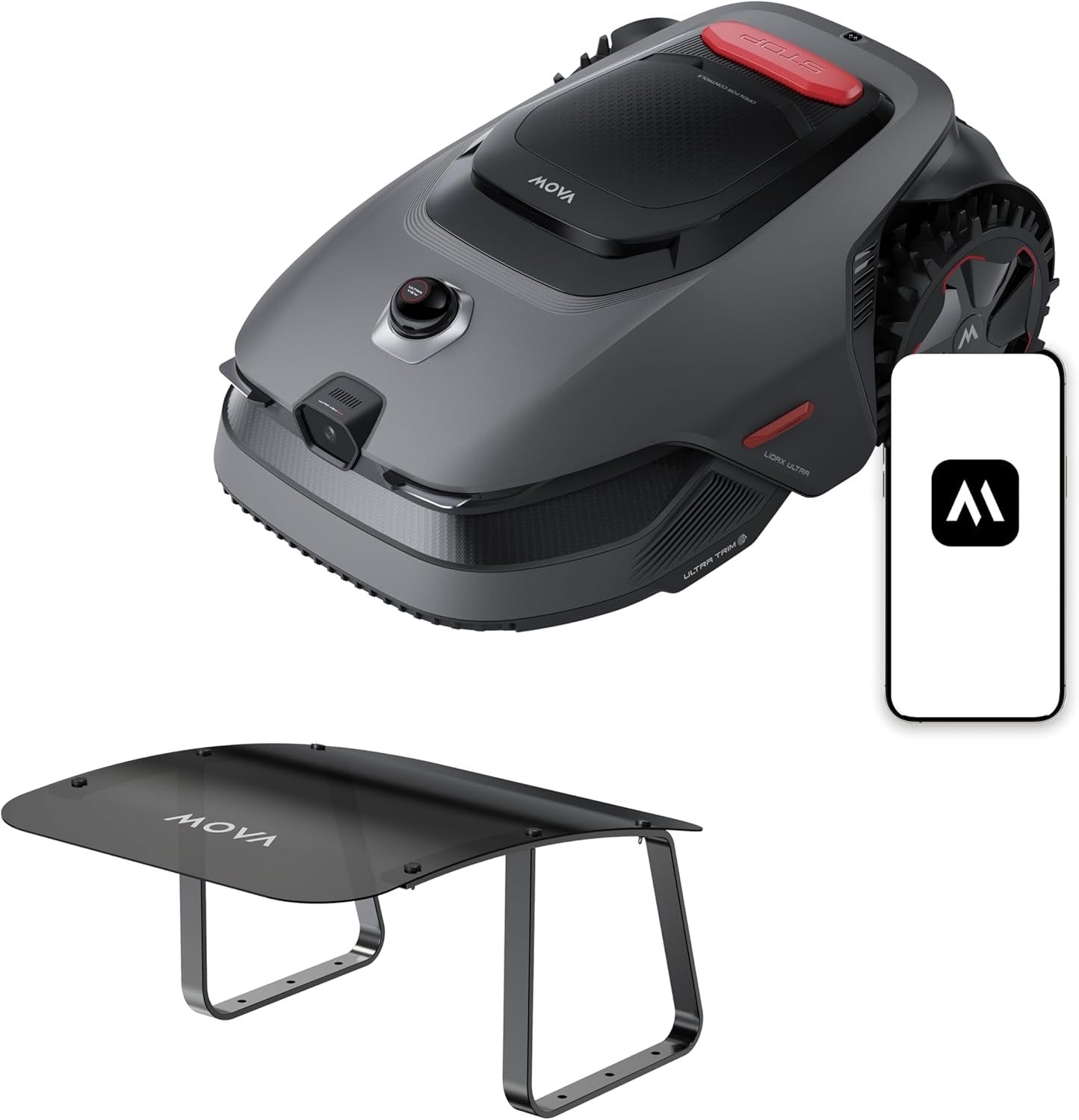 MOVA LiDAX Ultra 1000 Robot Lawn Mower Wire Free with Garage for 1/4 Acre, RTK-Free+360° 3D LiDAR+AI Vision Mapping, Zero-Edge Cutting, Cutting Height 1.2"-3.9", 45% Slope, 150 Managed Zones Dual Maps