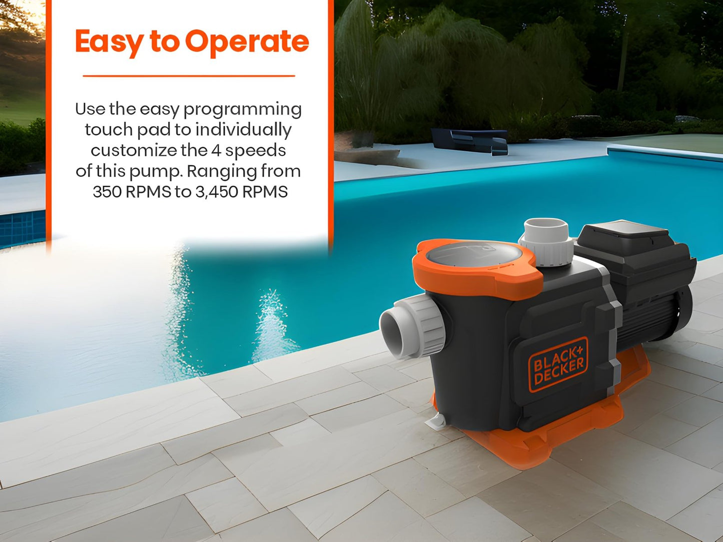 BLACK+DECKER 3HP Variable Speed Inground Pool Pump with Filter Basket & Touch Pad