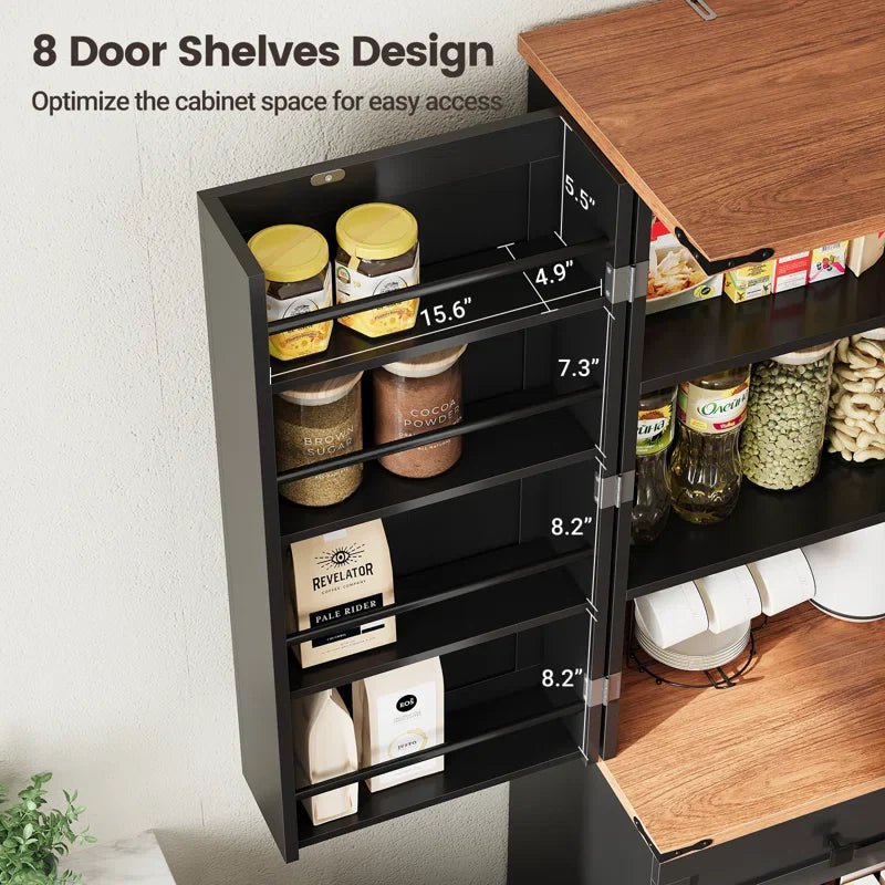 72" Kitchen Pantry Storage Cabinet with 8 Hanging Shelves and 3 Sliding Drawers
