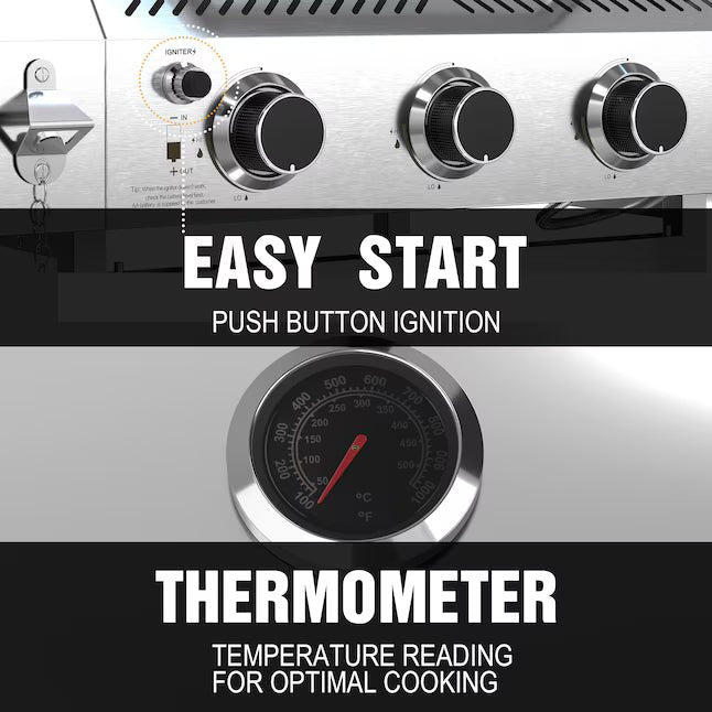 FLAME Silver 3 -Burner Liquid Propane Gas Grill