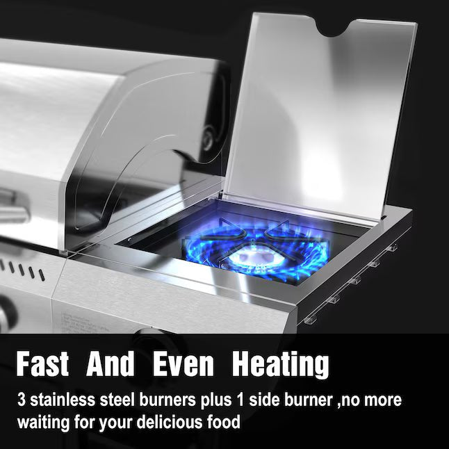 FLAME Silver 3 -Burner Liquid Propane Gas Grill