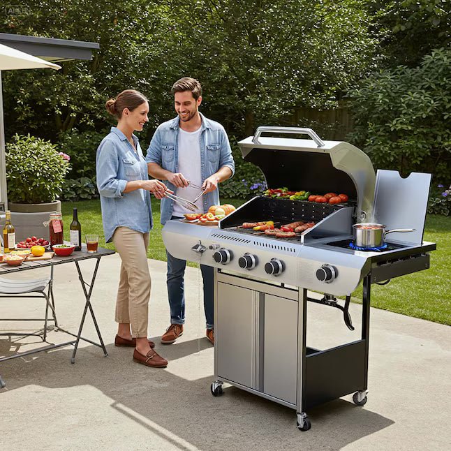 FLAME Silver 3 -Burner Liquid Propane Gas Grill