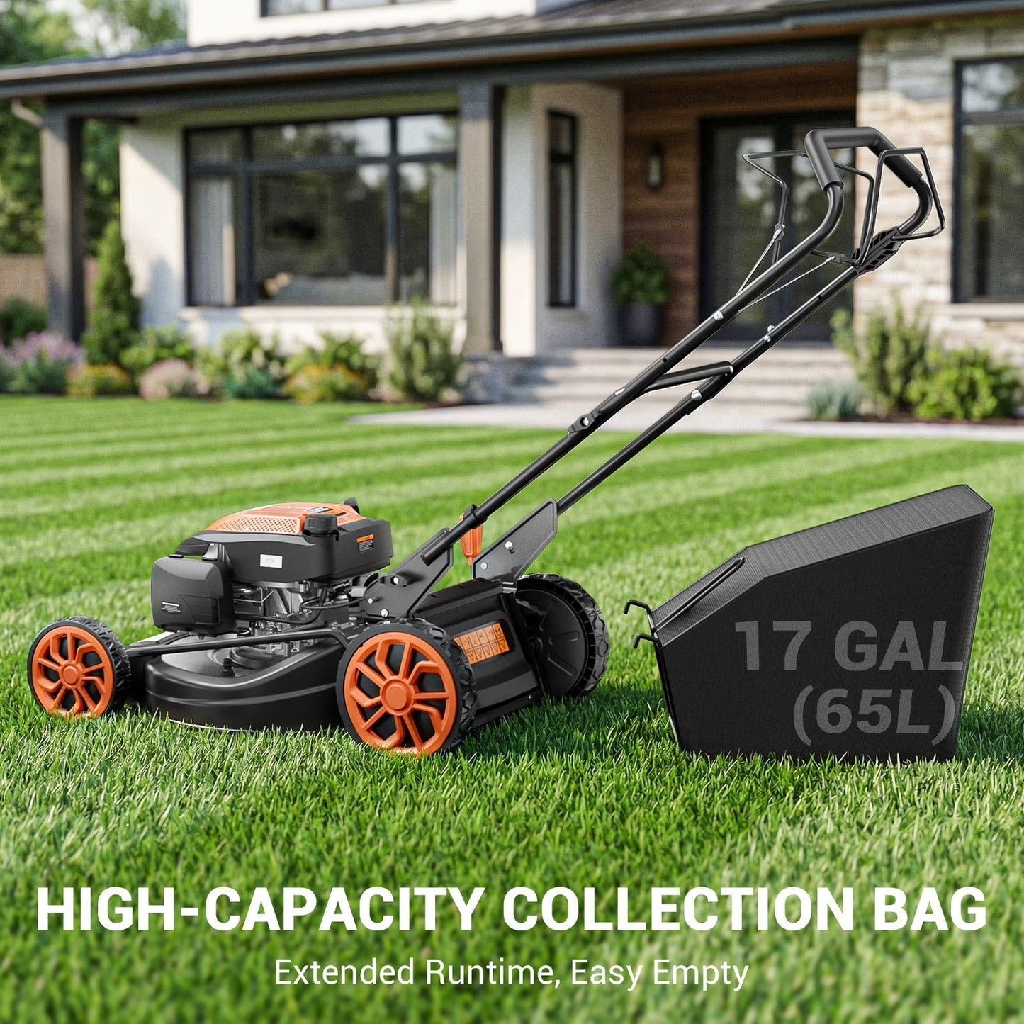 21" 170cc Gas Self-Propelled Lawn Mower, 3-in-1 with 7-Height Adjustment