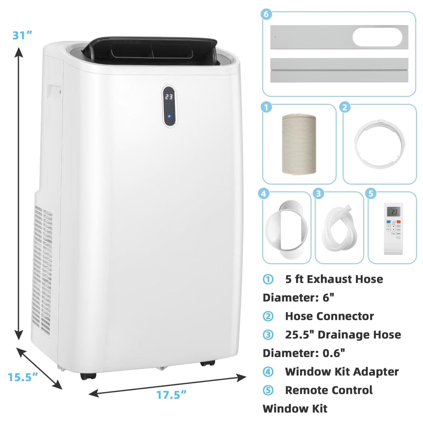 14,000 BTU 4-in-1 Portable AC with Heat & WiFi