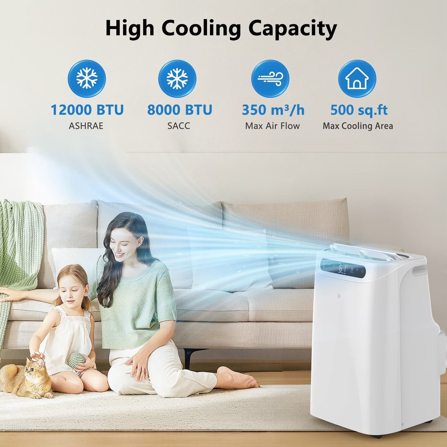 12000 BTU Portable Air Conditioners Cools up to 500 Sq. Ft.