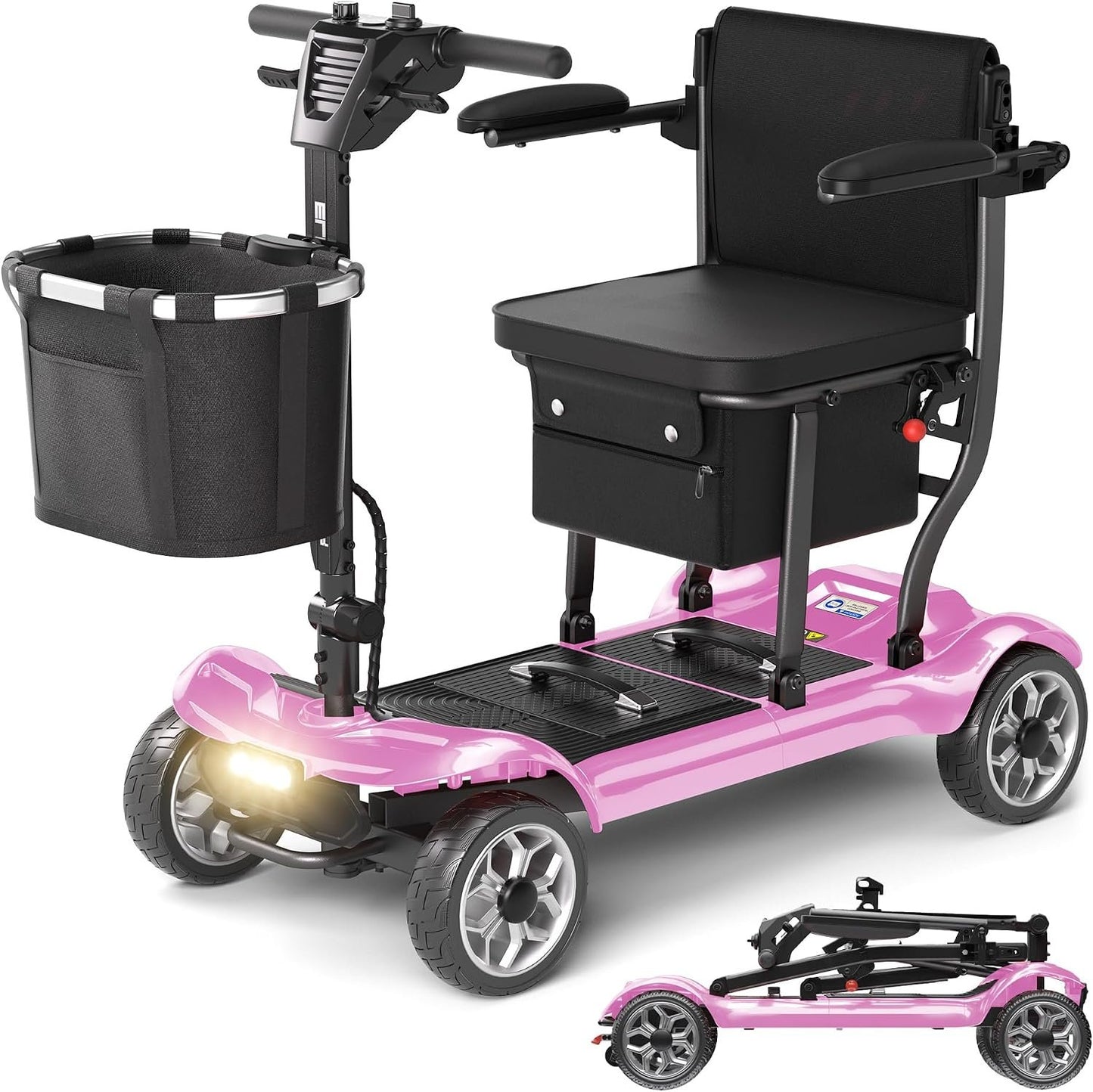 Lightweight Mobility Scooter for Adults &amp; Seniors - Cruise &amp; Airport Approved, 43lb Foldable Portable Motorized Scooters with Removable Lithium Battery for 12.4 Miles Travel, 300lb Capacity, Blue