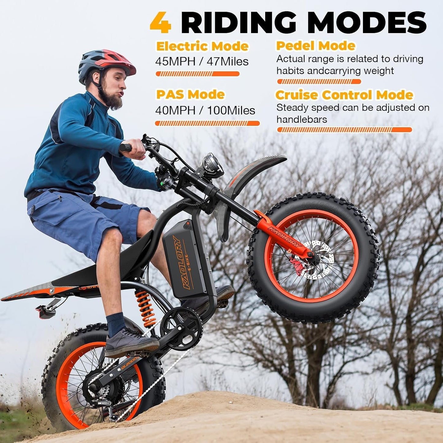 Electric Bike for Adults, 6000W Peak Motor, 67V 36Ah Removable Battery, 45MPH Fast Speed, 110-Mile Range, 45° Climbing Fat Tire Ebike, Full Suspension All-Terrain Electric Bicycle