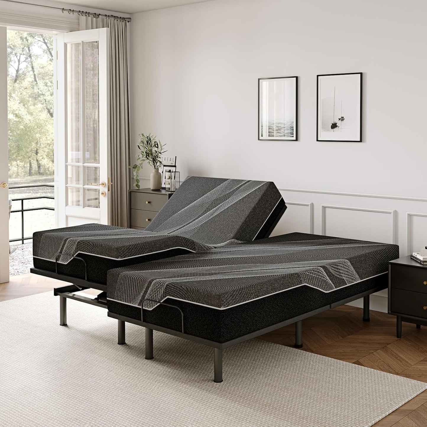 Dyonery Twin XL Adjustable Bed Base Frame with Wireless Remote + 12 Inch Twin XL Gel Memory Foam Mattress Bed in a Box, Head and Foot Incline, Zero Gravity, Fiberglass Free, 80" × 38"