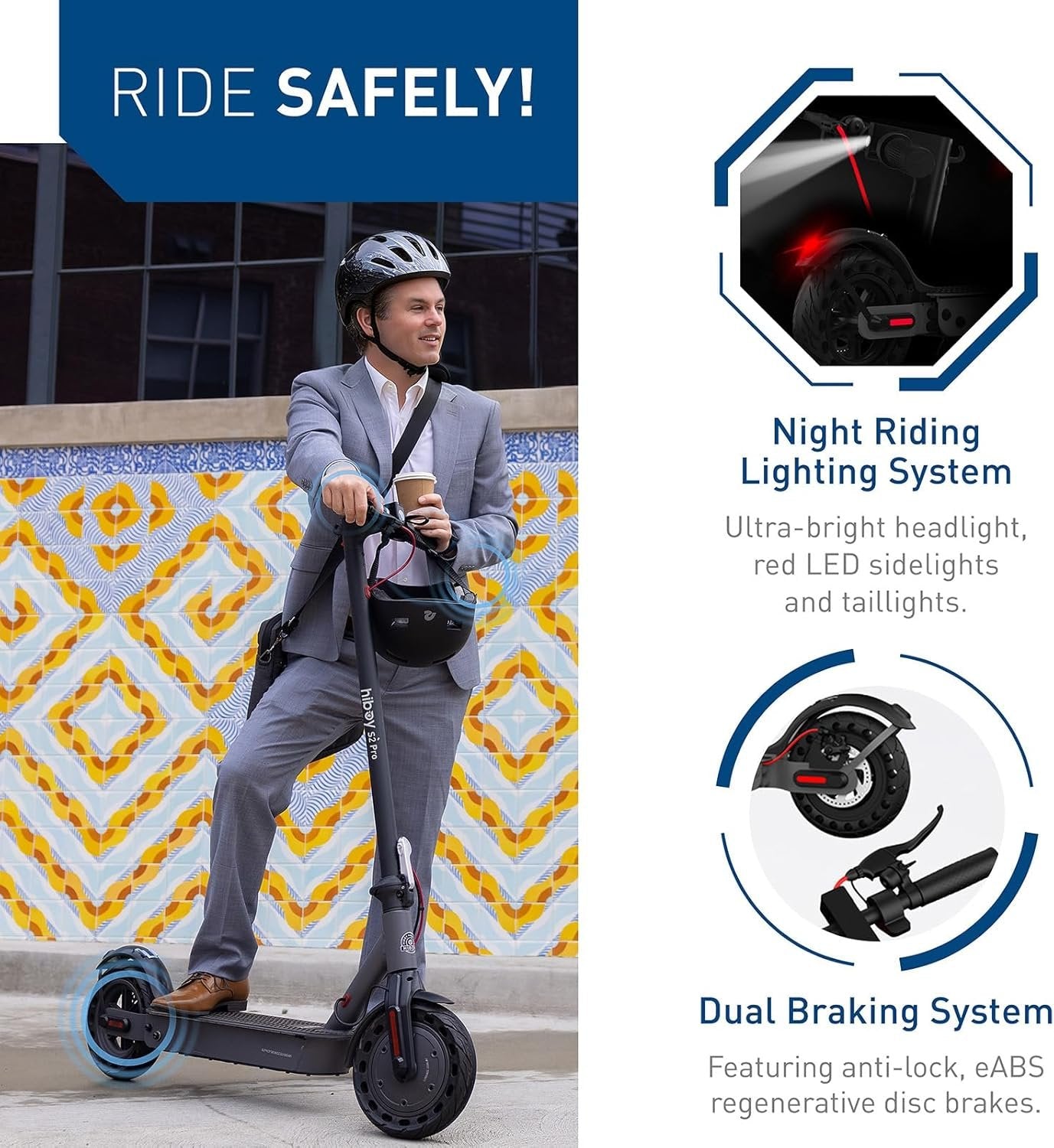 Hiboy S2 Pro Electric Scooter, 500W Motor, 10" Solid Tires, 25 Miles Range, 19 Mph Folding Commuter Electric Scooter for Adults