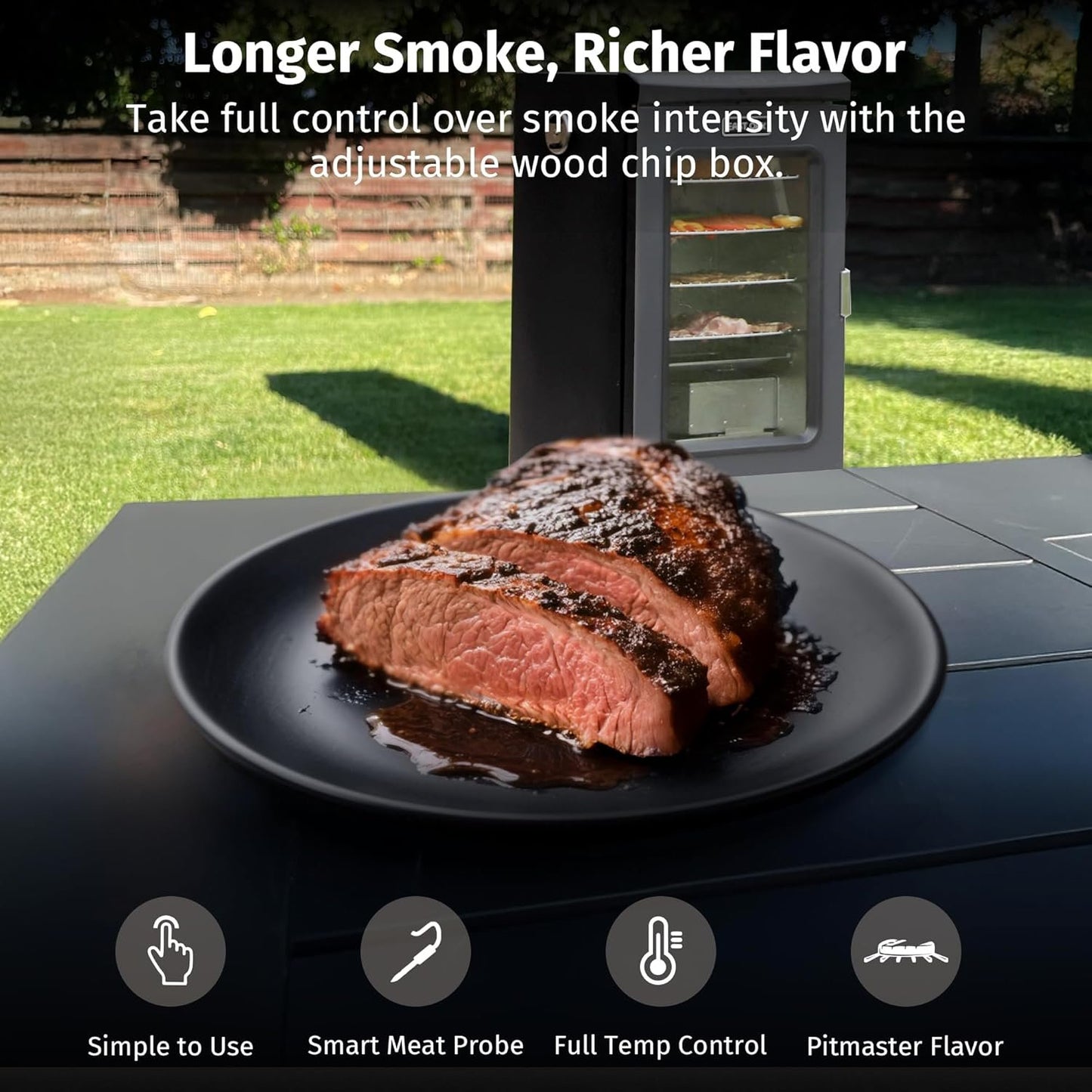 EAST OAK 30" Electric Smoker, Built-in Meat Probe, 725 sq in Cooking Area, Side Chip Loader