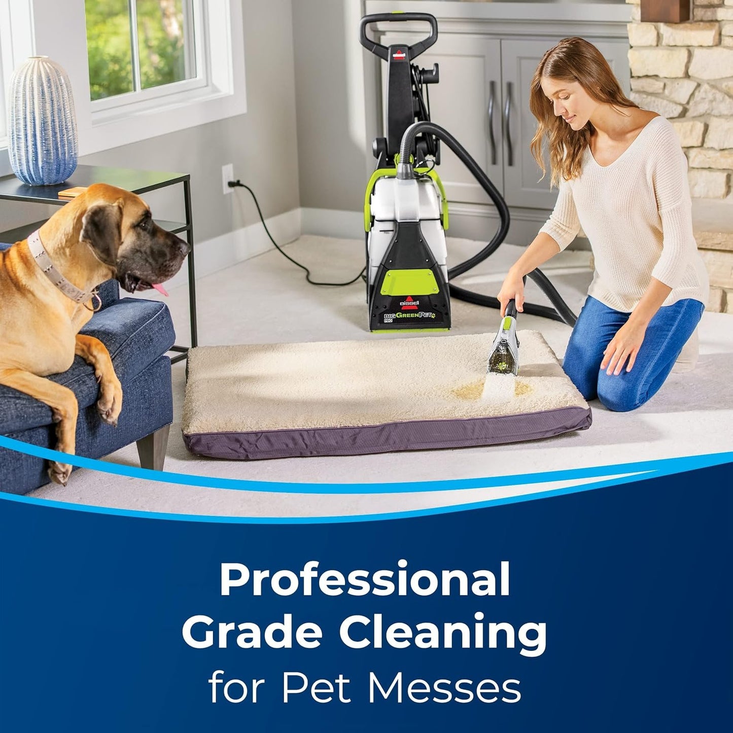 BISSELL Big Green Professional Carpet Cleaner with XL DirtLifter PowerBrush, 9-inch Long Reach Hose, 6-inch Tough Stain Tool, Includes BISSELL PRO MAX Formula with Stain Protect Technology