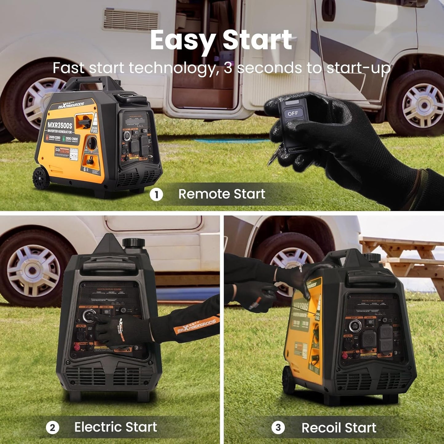 MaXpeedingrods 3500W Portable Inverter Generator Gas Powered EPA Compliant for Home or Camping