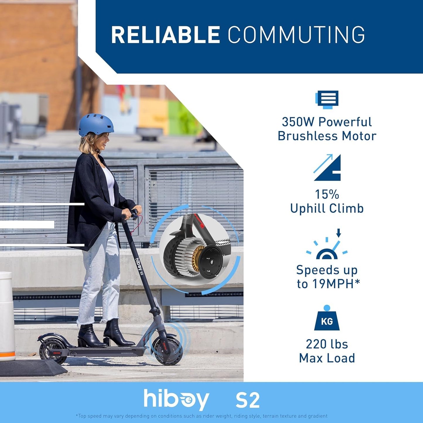 Hiboy S2 Electric Scooter - 8.5" Solid Tires - Up to 17 Miles Long-Range & 19 MPH Portable Folding Commuting Scooter for Adults with Double Braking System and App