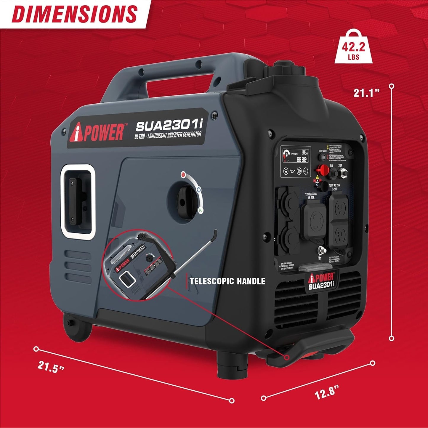 A-iPower 4300W Dual Fuel Portable Inverter Generator Gas Propane RV Ready CO Sensor CARB Compliant