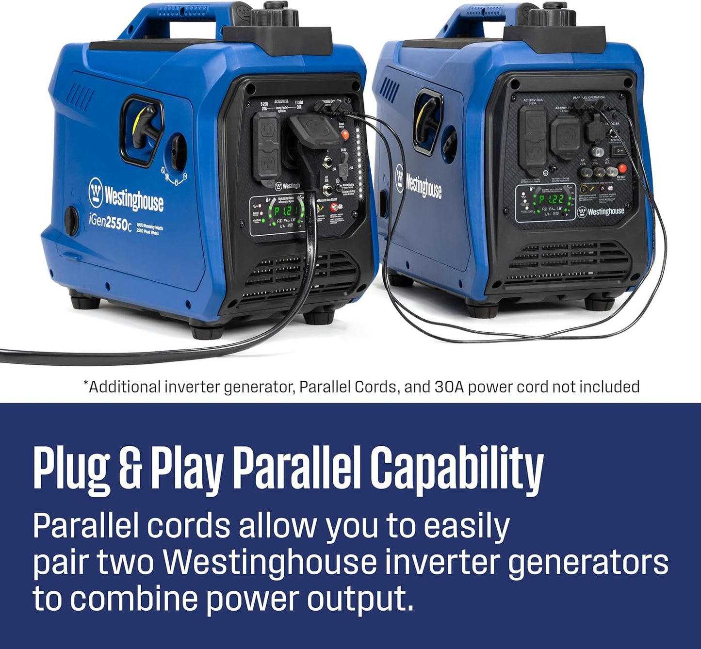 Westinghouse 2550W Dual Fuel Portable Inverter Generator Gas Propane RV Ready CO Sensor