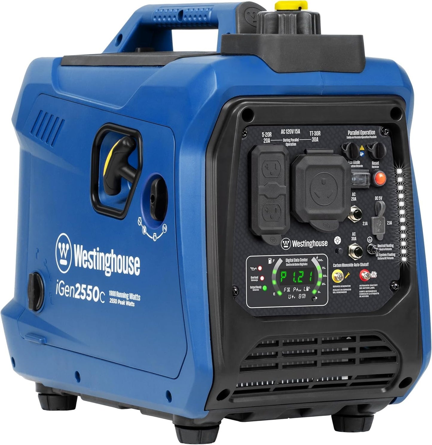 Westinghouse 2550W Dual Fuel Portable Inverter Generator Gas Propane RV Ready CO Sensor