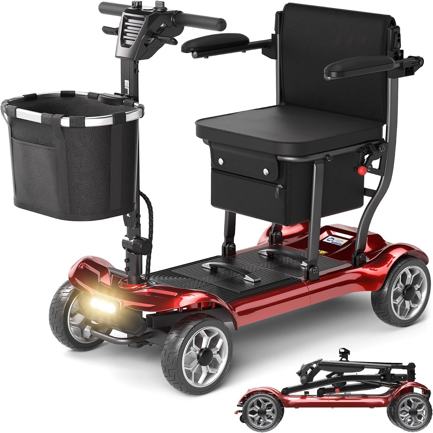 Lightweight Mobility Scooter for Adults &amp; Seniors - Cruise &amp; Airport Approved, 43lb Foldable Portable Motorized Scooters with Removable Lithium Battery for 12.4 Miles Travel, 300lb Capacity, Blue