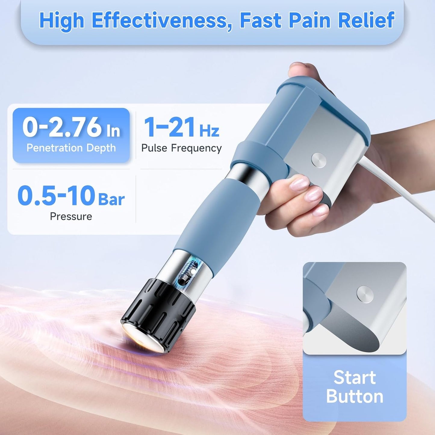 Shockwave Therapy Machine, FSA&amp;HSA Shock Wave Therapy Device, ESWT02 | Home &amp; Clinical Use, Joint/Muscle Pain Relief, Non-Invasive Extracorporeal Shockwave Therapy, AC 110V / 60Hz, 0.5~10 Bar