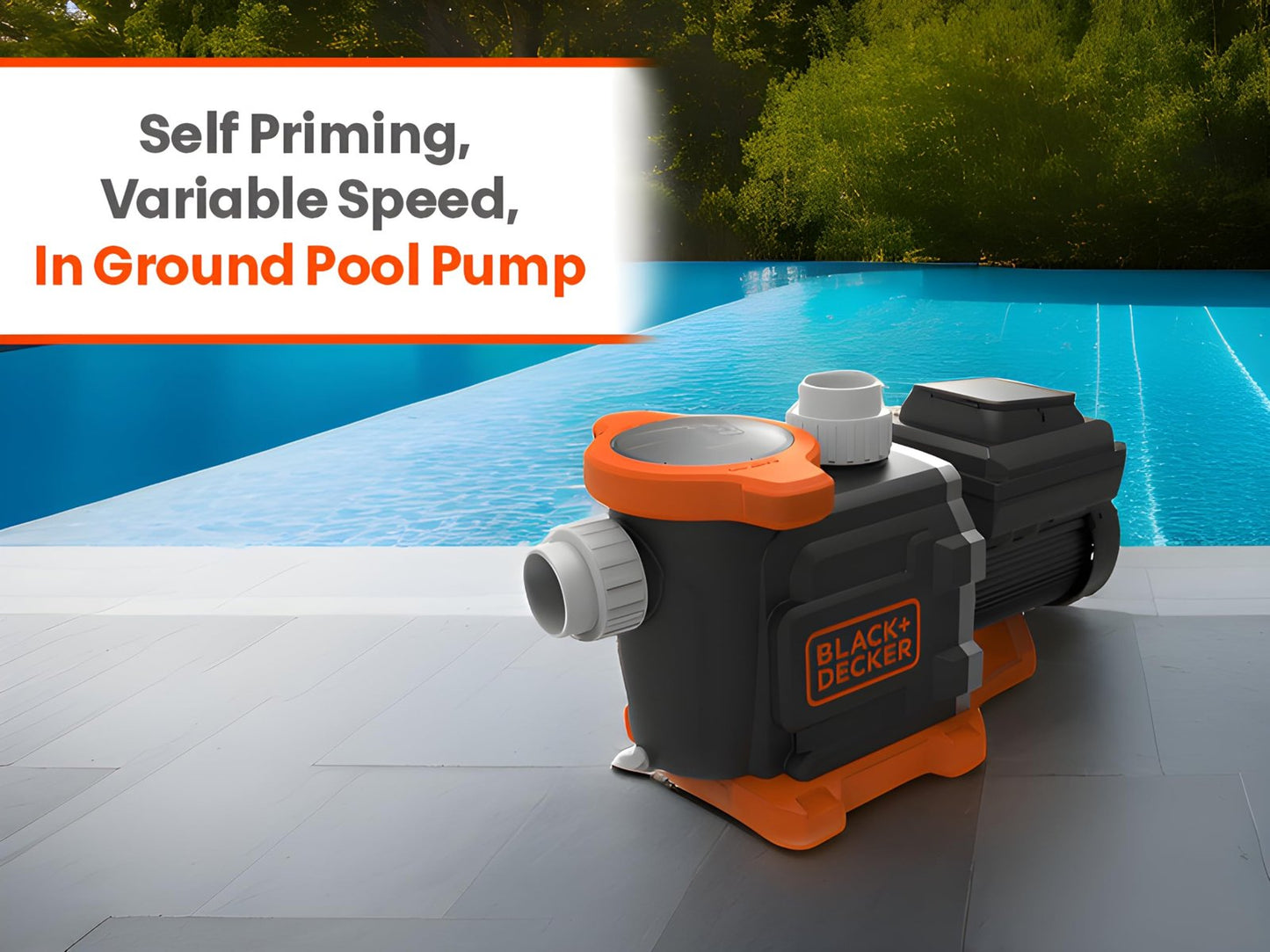 BLACK+DECKER 3HP Variable Speed Inground Pool Pump with Filter Basket & Touch Pad