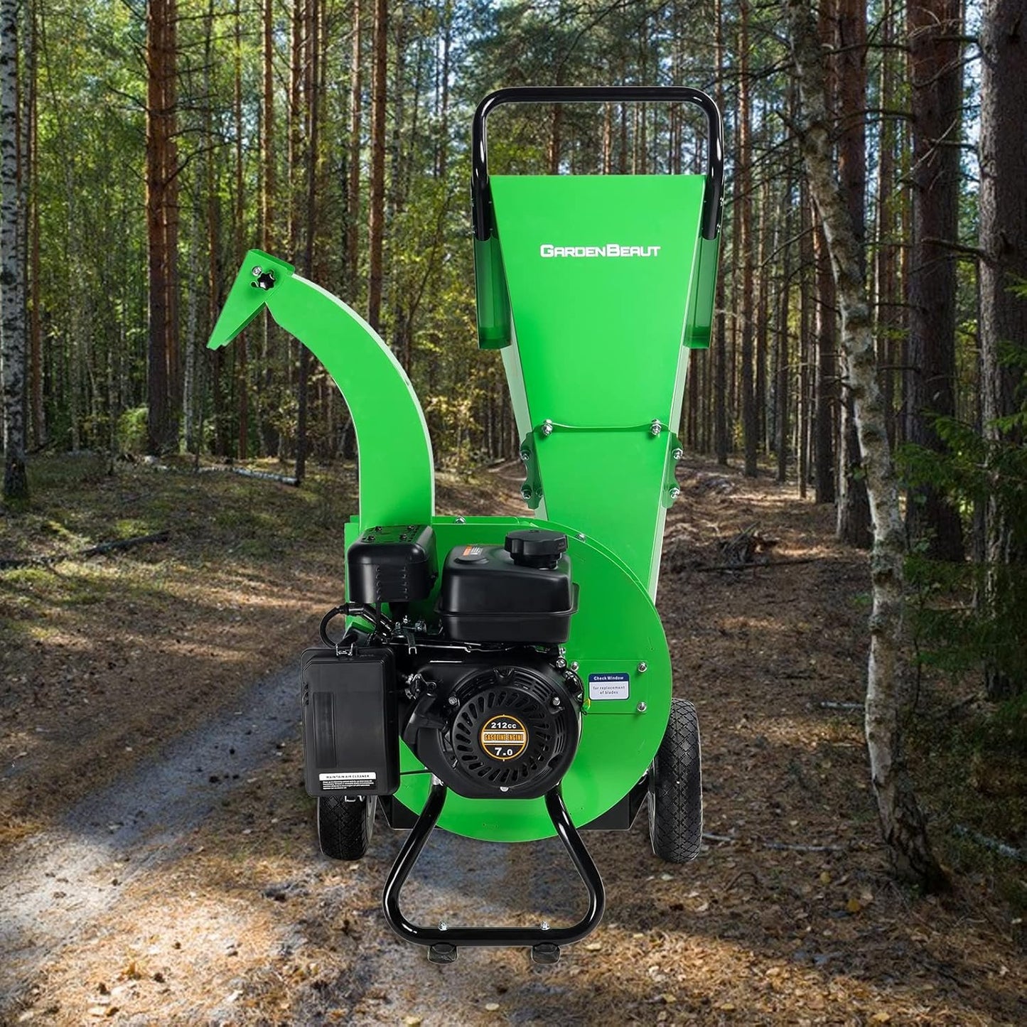 S3 Gas-Powered Wood Chipper Shredder, 7HP, 3" Max Diameter, Heavy Duty