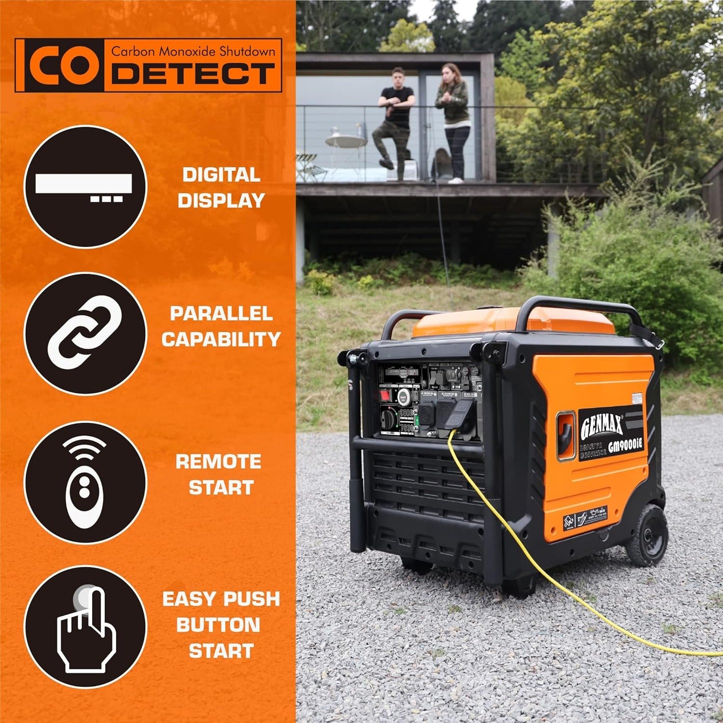 GENMAX Portable Generator EPA Compliant Eco-Mode Lightweight for Home Backup and Camping