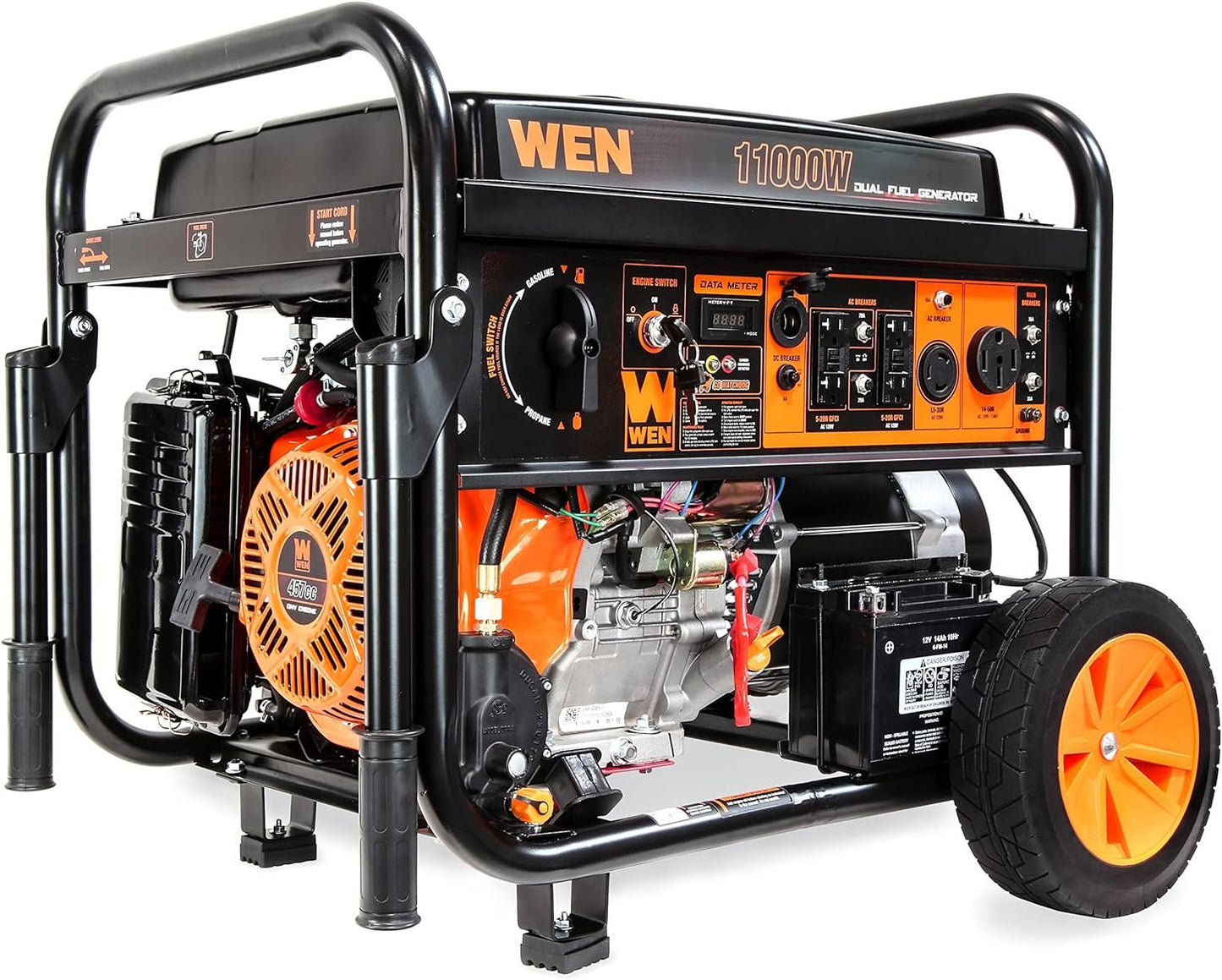 WEN 11000W Dual Fuel Portable Generator 120V/240V Electric Start Wheel Kit DF1100T