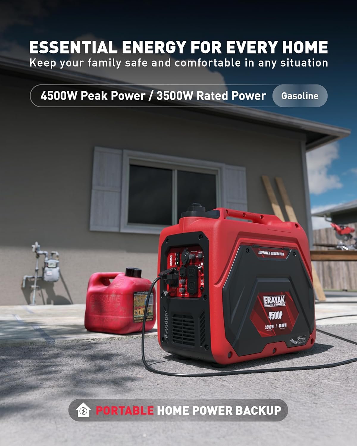 ERAYAK 4500W Dual Fuel Portable Inverter Generator Gas Propane RV Ready CO Sensor