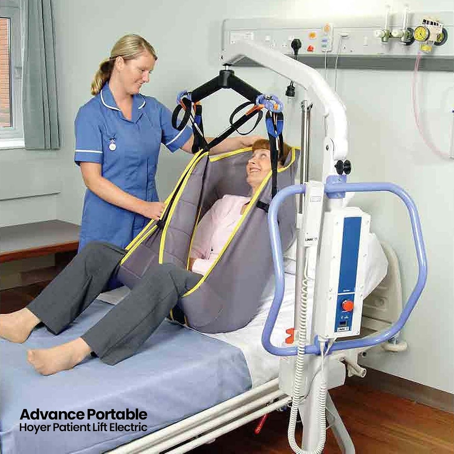 Joerns Hoyer Advance Electric Portable Patient Lift - Foldable Lightweight 70 lbs, 340 lb Capacity, Battery Powered for Home Care, Nursing &amp; Professional Use- E340