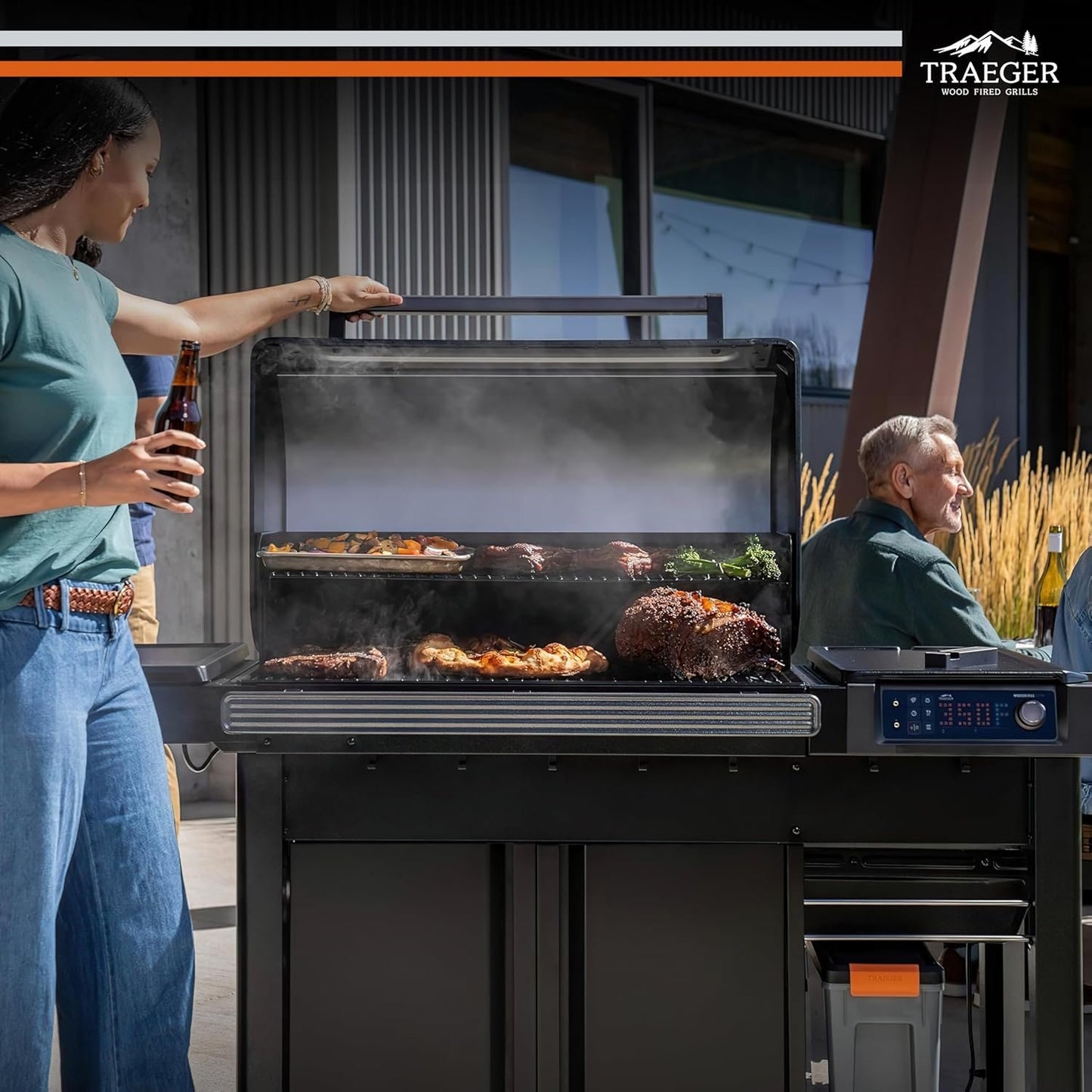 Traeger Woodridge Elite Electric Pellet Grill & Smoker, 970 sq. in., WiFIRE, Side Sear Station