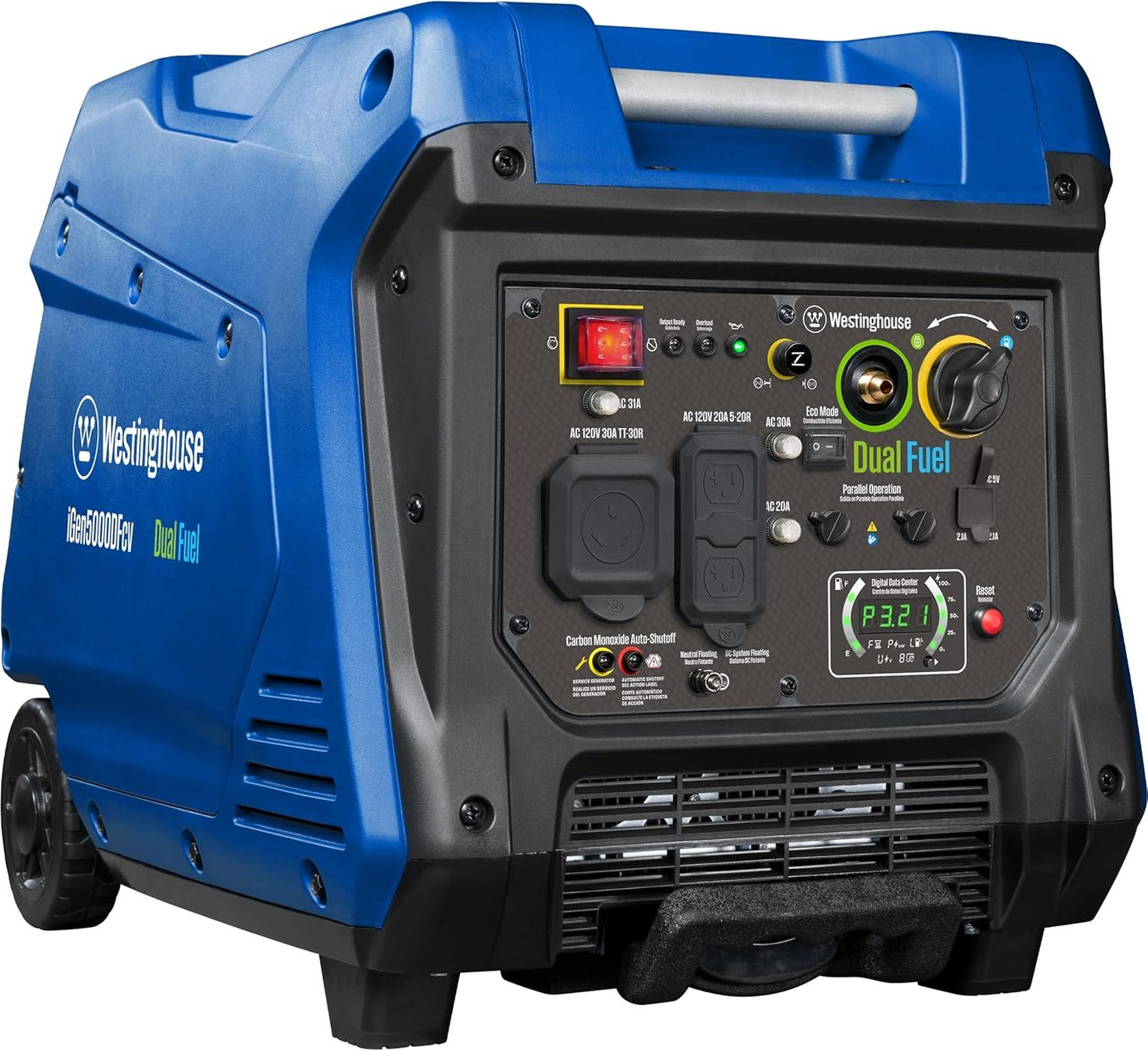 Westinghouse 4000W Dual Fuel Portable Inverter Generator Gas Propane RV Ready CO Sensor