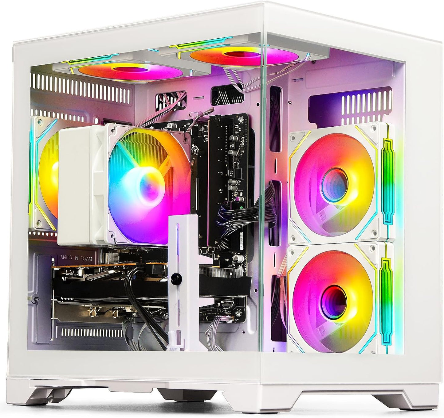 LXZ Gaming PC Desktop - Ryzen 5 5500 | GeForce RTX 3050 6GB | 16GB DDR4 | 512GB NVME SSD | DP/HDMI/DVI, Prebuilt Tower Computer for Gaming, Home and Office (White)