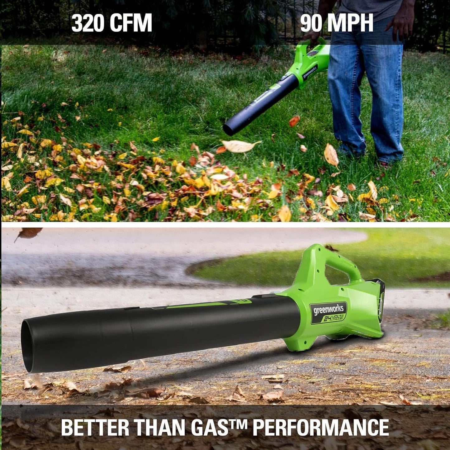 Greenworks 48V (24V x 2) Lawn Care Kit – 20" Mower, 12" Trimmer/Edger, 320 CFM Blower, Batteries Included