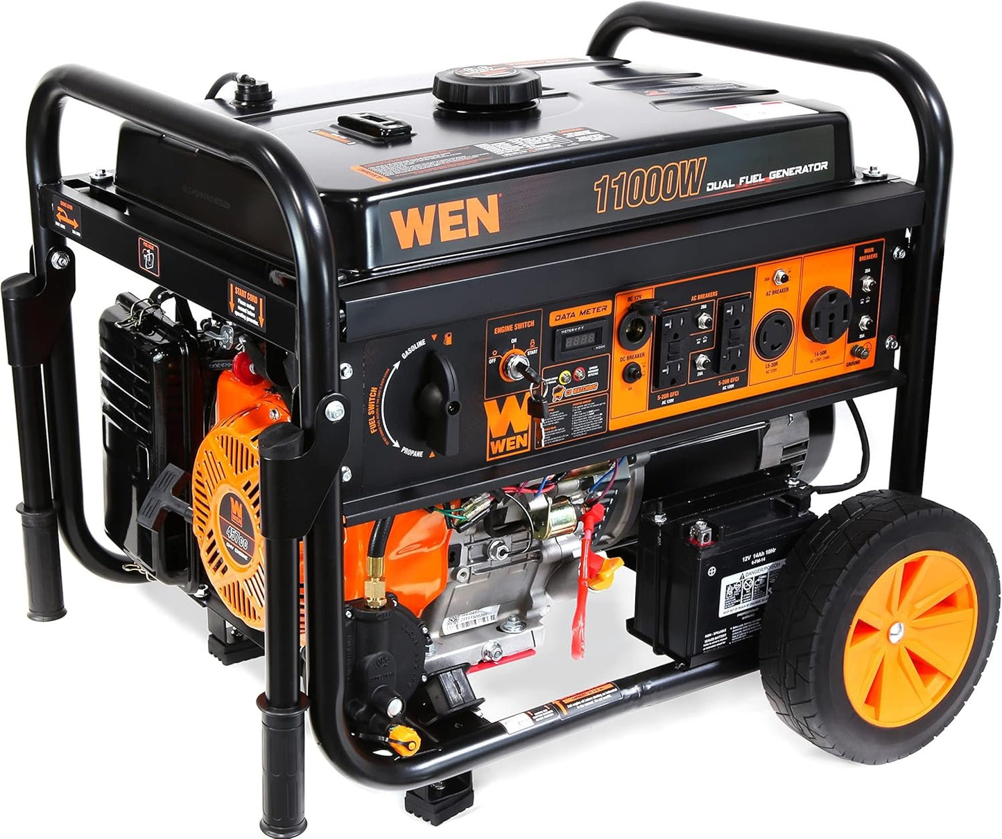 WEN 11000W Dual Fuel Portable Generator 120V/240V Electric Start Wheel Kit DF1100T