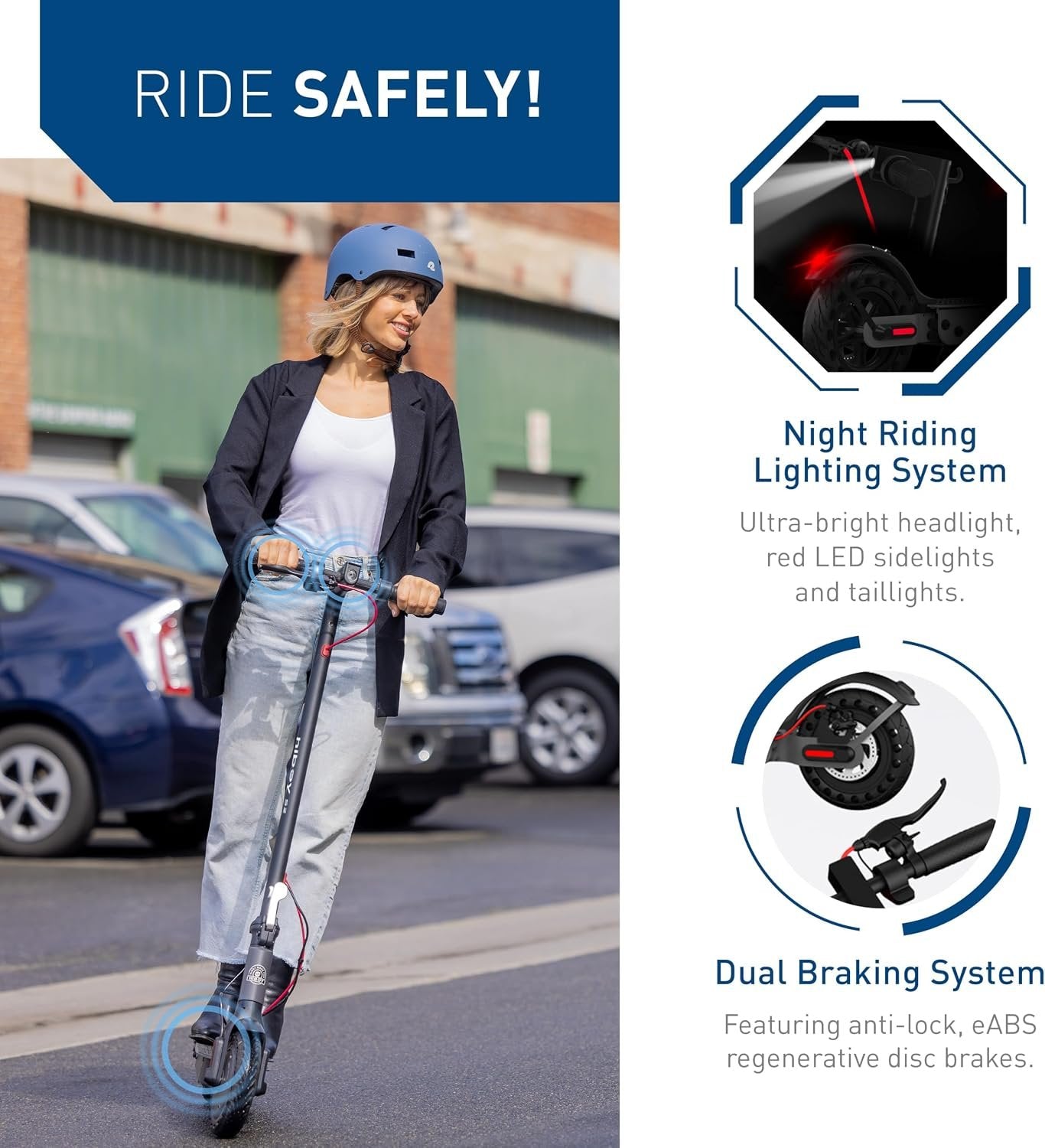 Hiboy S2 Electric Scooter - 8.5" Solid Tires - Up to 17 Miles Long-Range & 19 MPH Portable Folding Commuting Scooter for Adults with Double Braking System and App