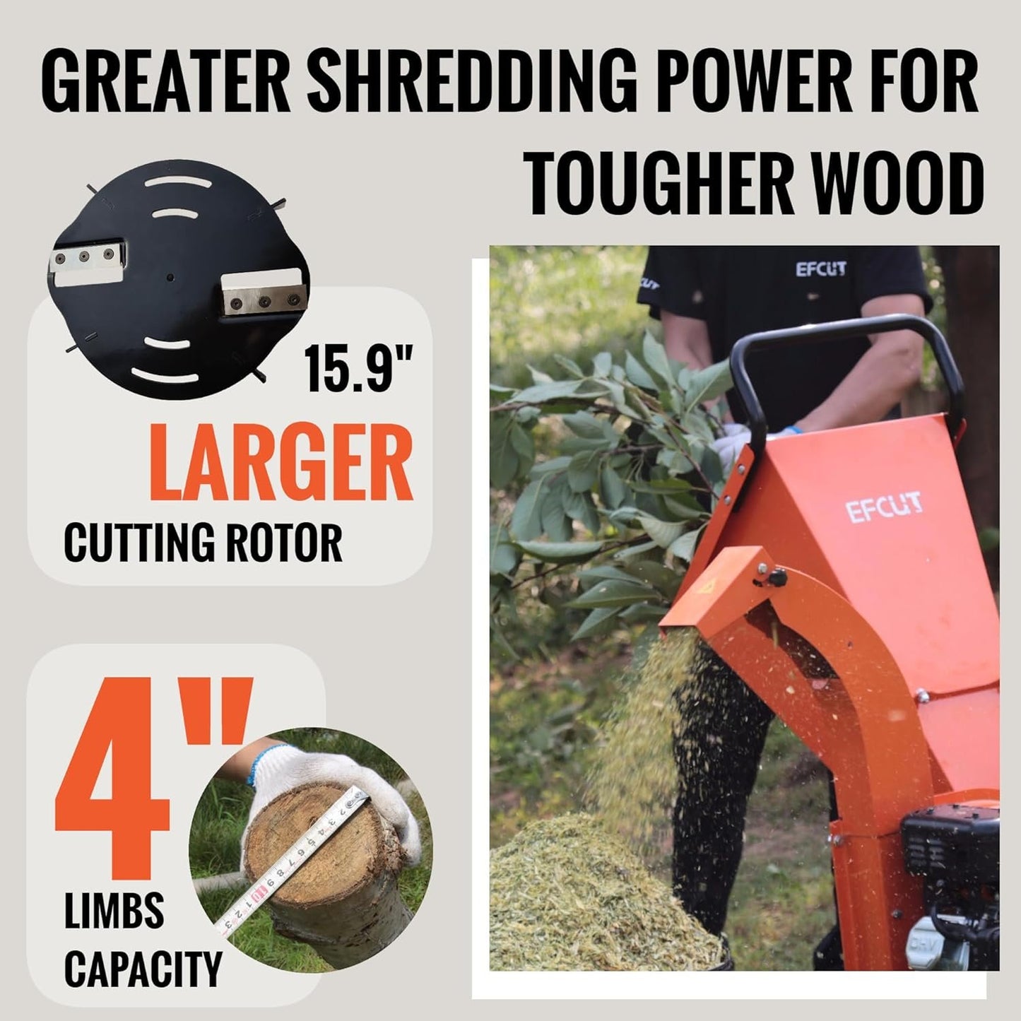 C40 Gas-Powered Wood Chipper, 9 HP, 4" Max Diameter Capacity