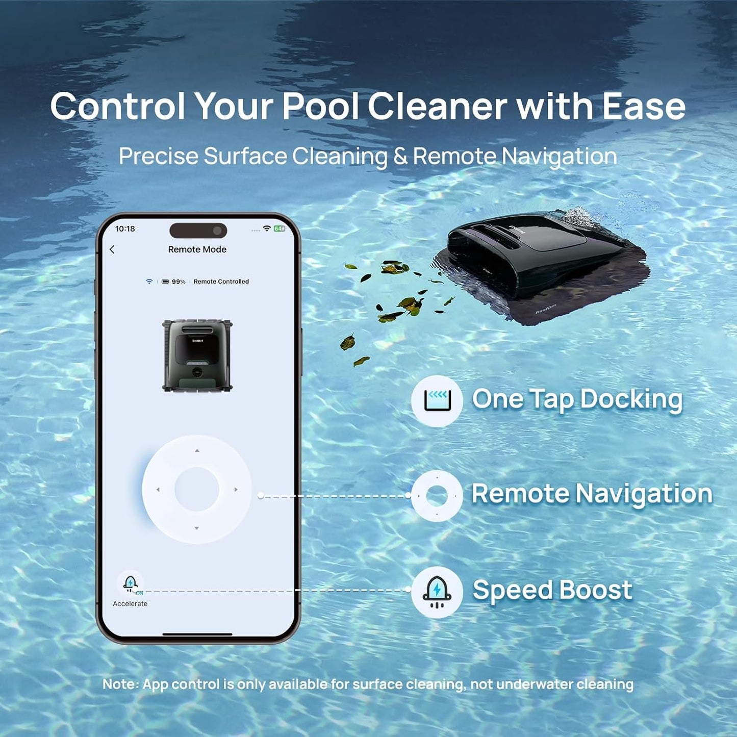 Beatbot AquaSense 2 Pro Robotic Pool Cleaner – 5-in-1 Cordless Skimmer &amp; Clarifier, App-Controlled, Smart Parking, Up to 3,875 Sq. Ft. – Obsidian