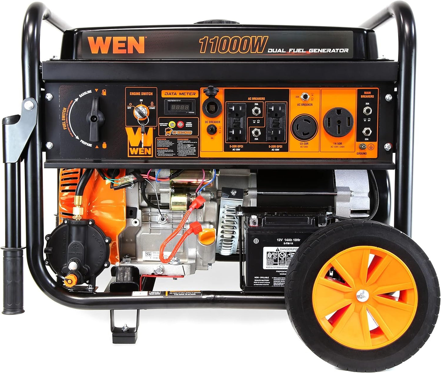 WEN 11000W Dual Fuel Portable Generator 120V/240V Electric Start Wheel Kit DF1100T
