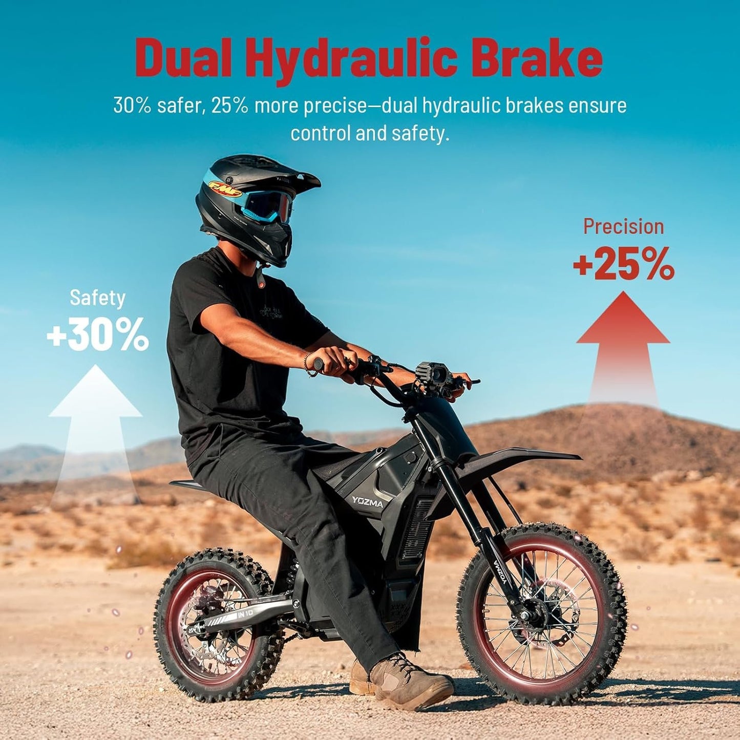 Yozma IN10 Electric Dirt Bike, 2600W 40MPH Electric-Motorcycle with 48V/23AH Battery Ebike, Full Hydraulic Brakes and Suspensions Mountain Off-Road E Dirt Bike, for Teens &amp; Adults