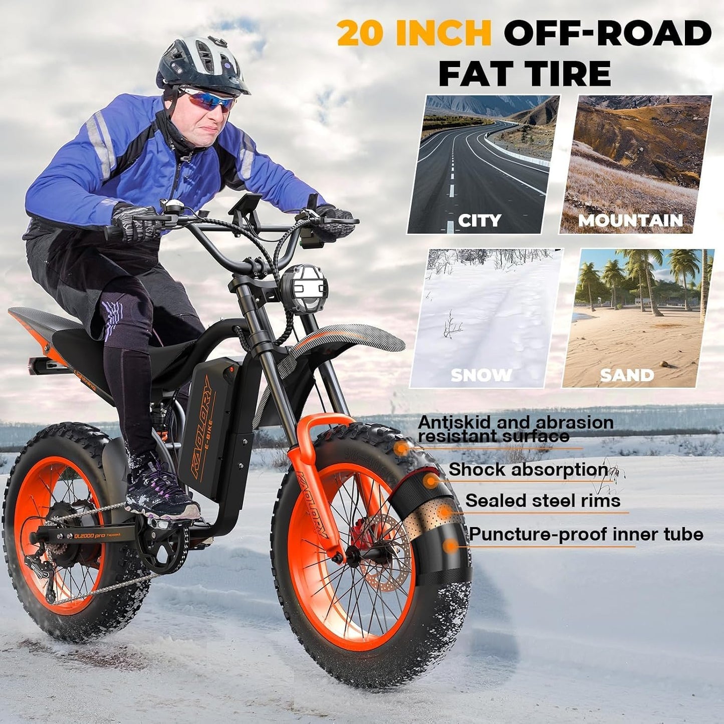 Electric Bike for Adults, 6000W Peak Motor, 67V 36Ah Removable Battery, 45MPH Fast Speed, 110-Mile Range, 45° Climbing Fat Tire Ebike, Full Suspension All-Terrain Electric Bicycle