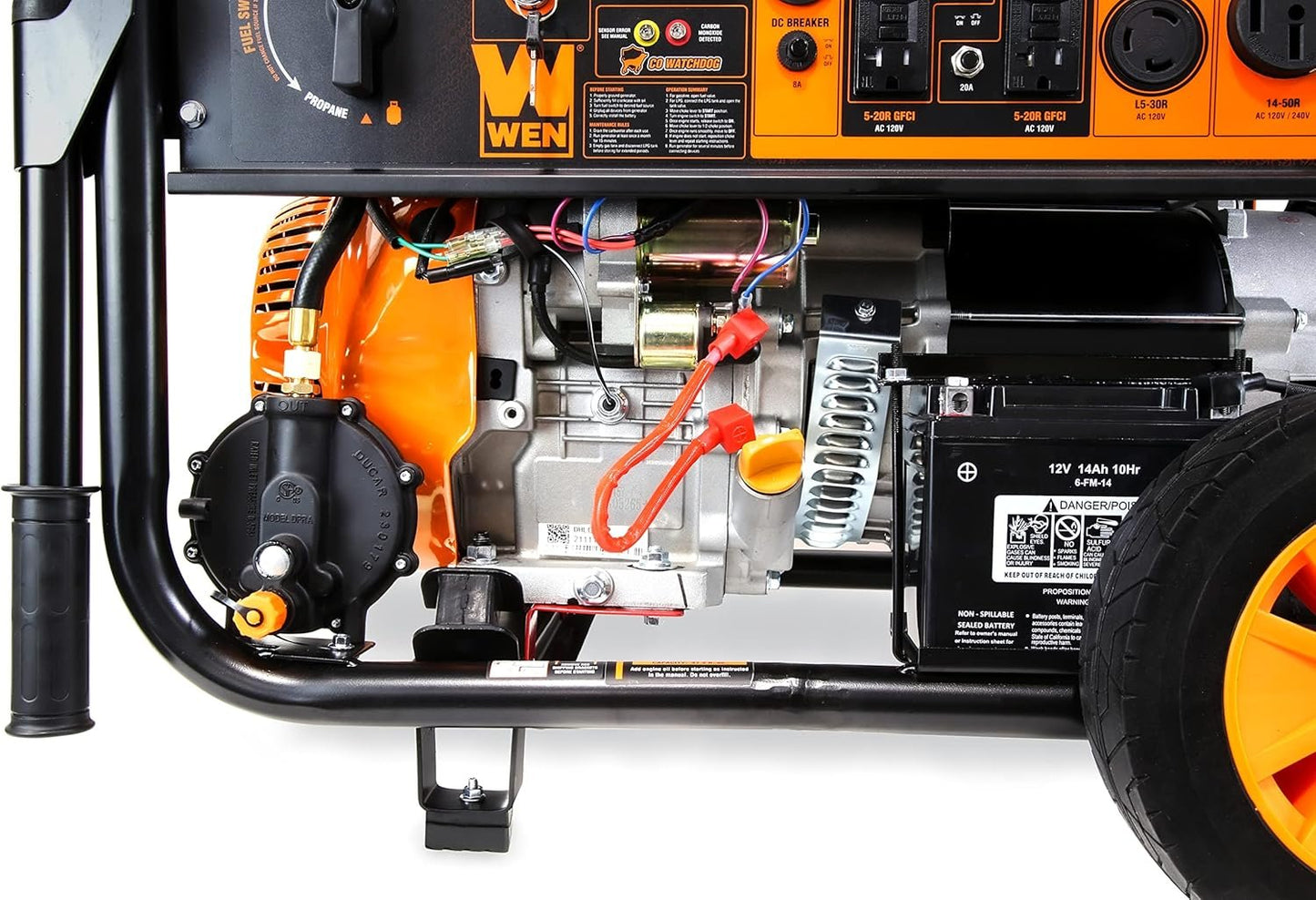 WEN 11000W Dual Fuel Portable Generator 120V/240V Electric Start Wheel Kit DF1100T