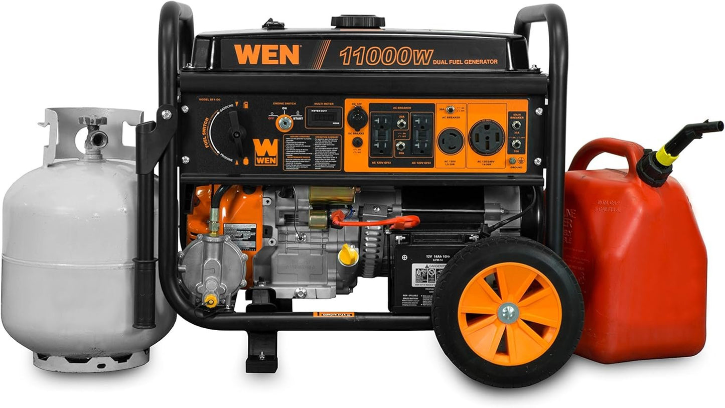 WEN 11000W Dual Fuel Portable Generator 120V/240V Electric Start Wheel Kit DF1100T