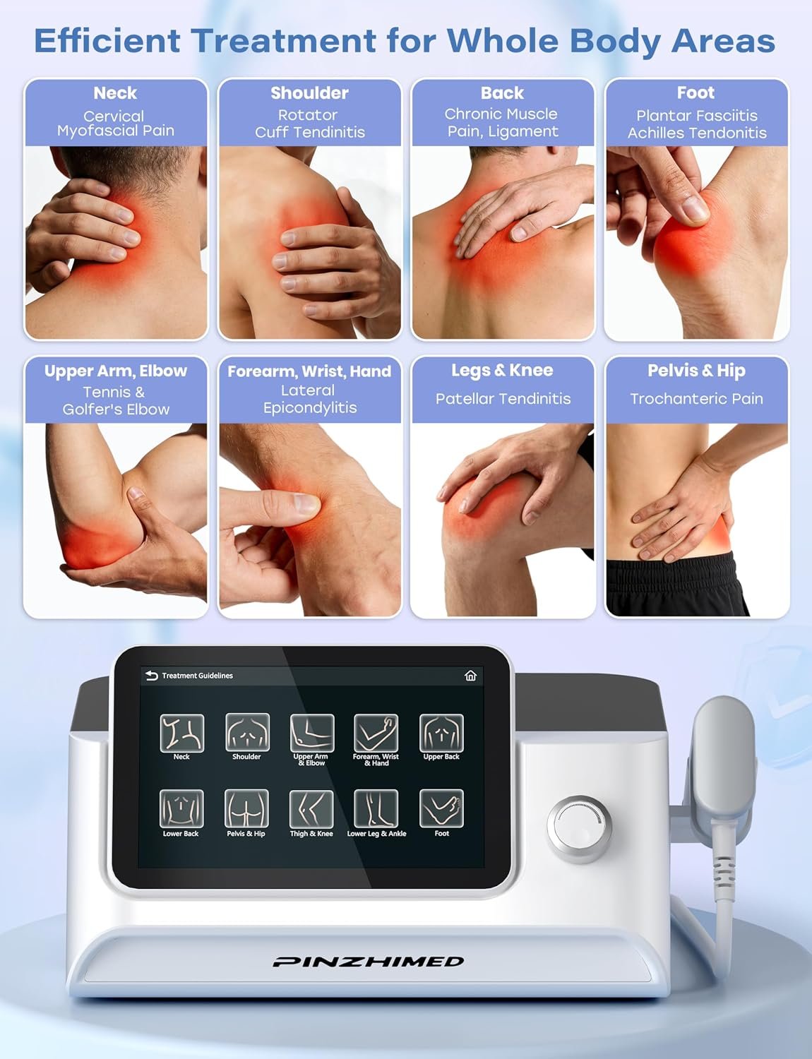 2026 Upgraded Shockwave Therapy Machine, Non-Invasive Extracorporeal ESWT Shockwave Therapy with 8 Heads for Pain Relief, Muscle, Joint &amp; Tissue Regeneration, 10 bar &amp; 10 Modes for Home &amp; Institution