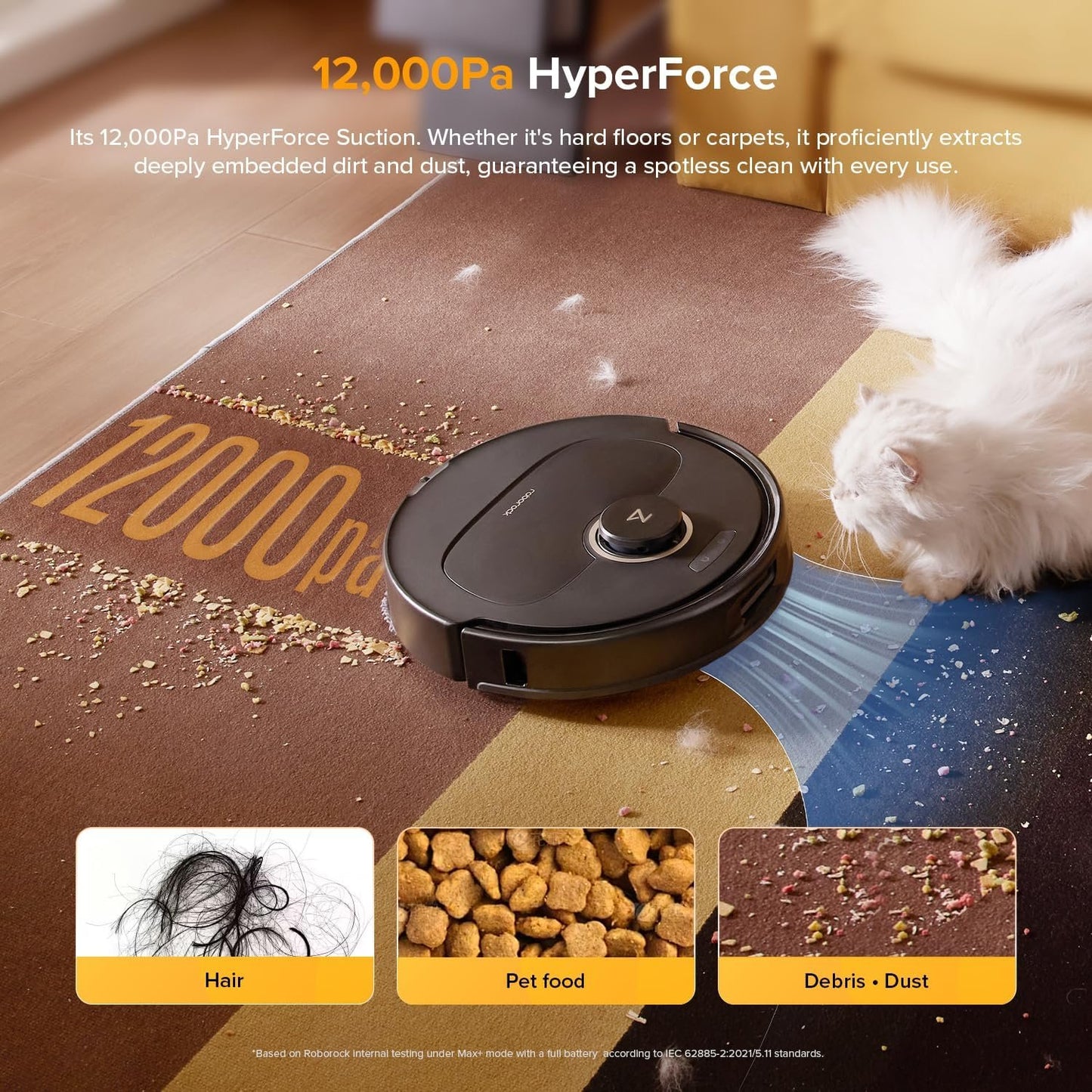 roborock Qrevo S5V Robot Vacuum and Mop, FlexiArm Edge Mopping, 12,000Pa Suction, Dual Zero-Tangle System, Smart Obstacle Avoidance, 10mm Mop Lifting, Auto Mop Washing&amp;Drying, Self-Emptying&amp;Refilling