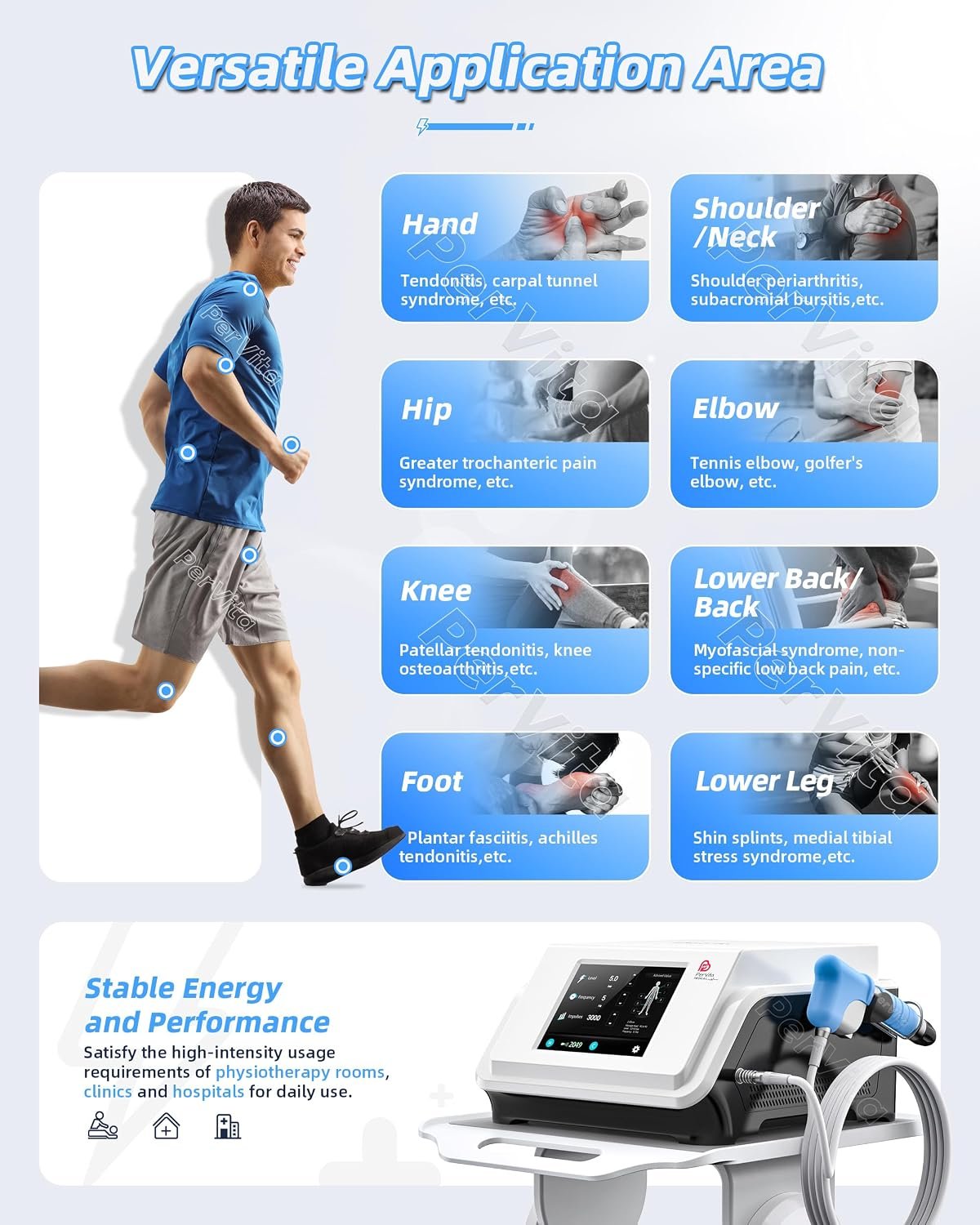 PerVita Medical Extracorporeal Shock Wave Therapy ESWT Machine for Joint and Muscle Pain Relief, Muscle and Bone Tissue Regeneration, Painless, Non-Invasive, No Side Effects, PSP20